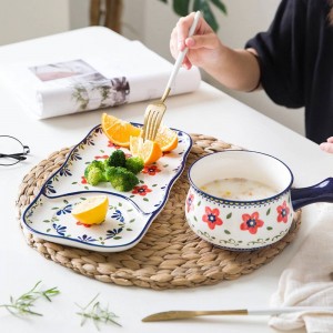 1 ciotola 1 piatto 1 persona set da tavola da tavola in ceramica Completo da tavola in ceramica stile europeo per la colazione da colazione dipinto a mano