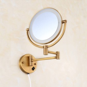 Specchi da bagno in ottone antico 8 "Specchi da parete rotondi di luce per bagno Specchio a LED Specchio cosmetico pieghevole vintage 2068F