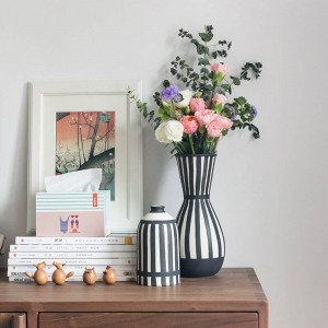 Vaso di ceramica classico bianco nero vaso di fiori per vaso da tavolo fiori secchi