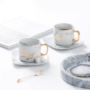 Tazza e piattino in ceramica marmorizzata letteraria europea Set Afternoon Tea Tazza da tè nero