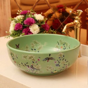 Lavabo in ceramica Lavabo artistico Lavabo Bagno Lavelli per fiori e uccelli