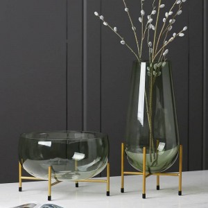 Vaso di vetro di lusso di design piatto da frutta moderno minimalista vaso trasparente decorazione della casa regalo creativo decorazione