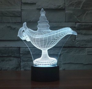 Nuova illusione 3D La lampada magica di Aladino, incisione acrilica USB con luce colorata a LED, gradiente notte, pubblicità, regali promozionali
