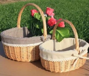 Cestino di vimini portatile in rattan cesto di frutta portatile cestino da picnic cestino per uova e fiori